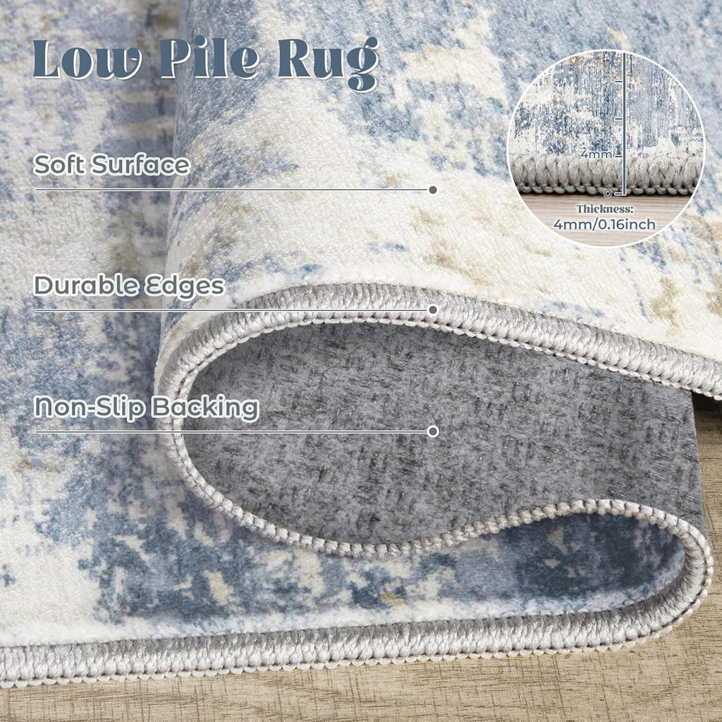 Area Rugs for Living Room, Washable Modern Abstract Large Area Rug Neutral Soft Non Slip Kids Rug Stain