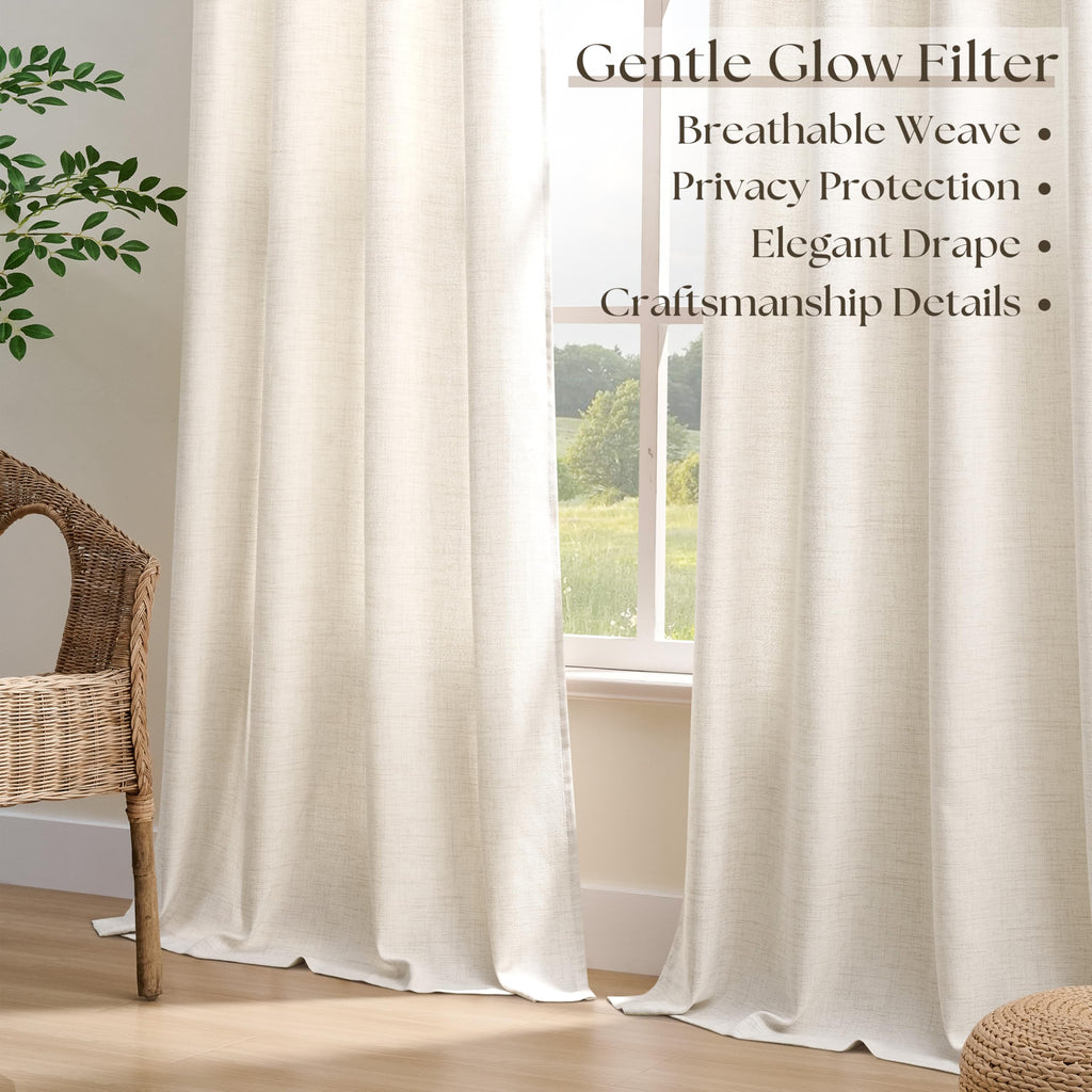 Extra Wide Curtains Linen 100 Inch Wide 84 Inch Length Ivory
