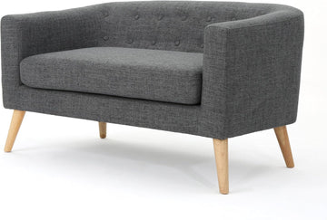 Bridie Mid-Century Modern Loveseat, Grey Fabric