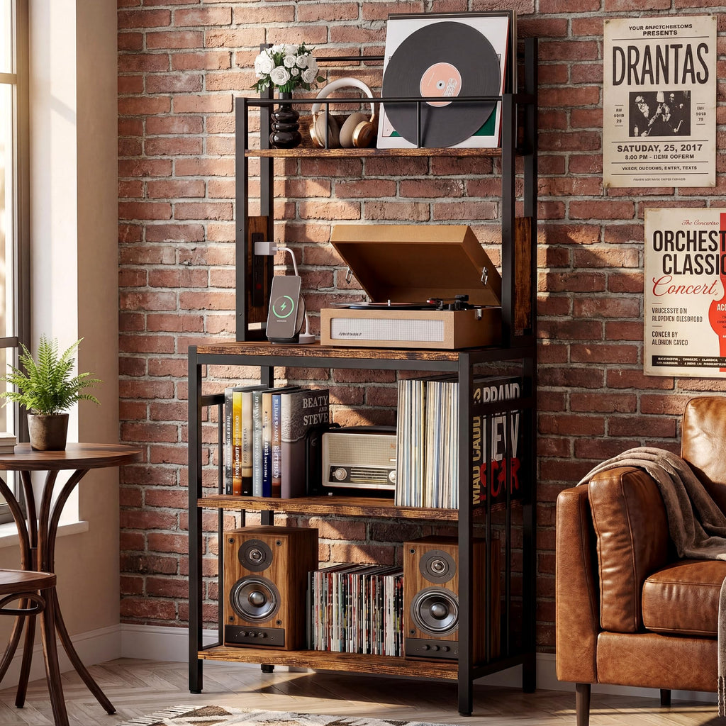 Record Player Stand with Storage, Turntable Stand