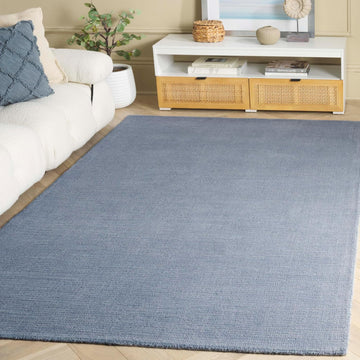 Abstract Area Rug - 9' x 12', Grey & Denim, Handmade Wool