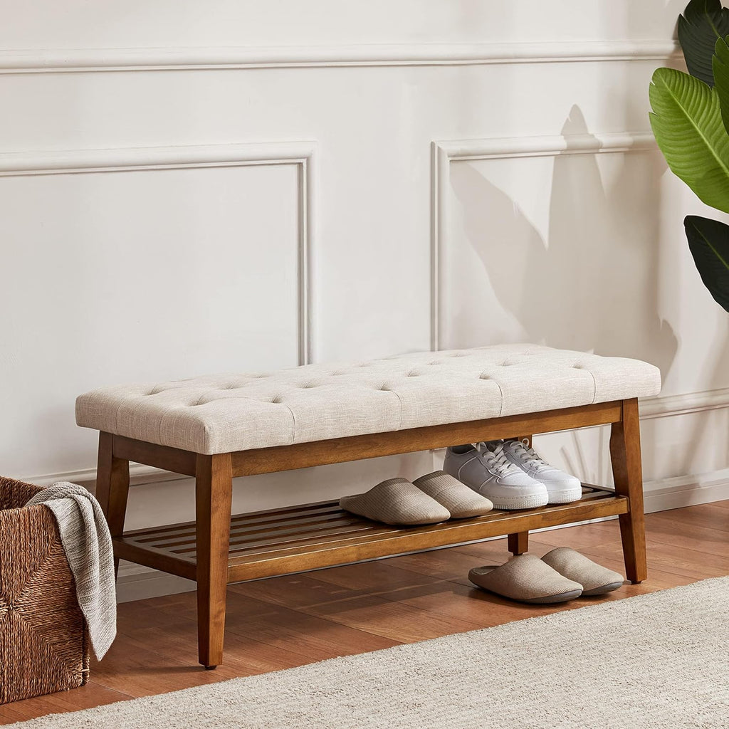 Entryway Shoe Bench, End of Bed Bench,Upholstered Button-Tufted Bench , Fabric Ottoman Bench , Padded Bench with