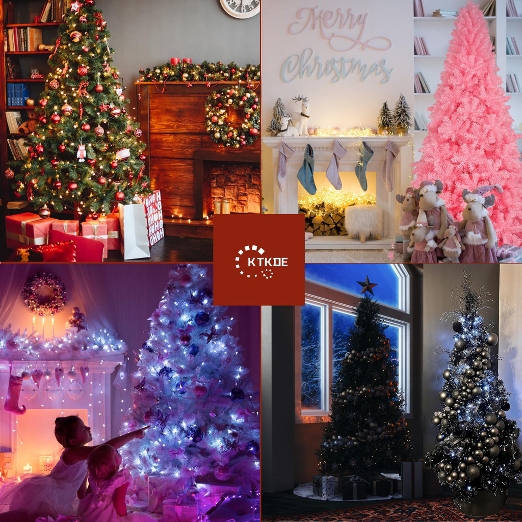 7.5ft Black Christmas Tree Artificial Halloween Tree Decorations with 1, 450 Tips-1pcs Treetop Star 2 Set 200 Led