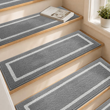 Soft Non-Slip Carpet Mat 28inX9in, 7pcs Grey