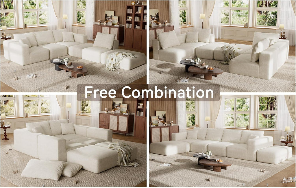 150" Oversized Boneless Sectional Couches ,Comfy Modern Modular Sectional Sofa,Extra Deep 6 Seater,Large Plush Cloud