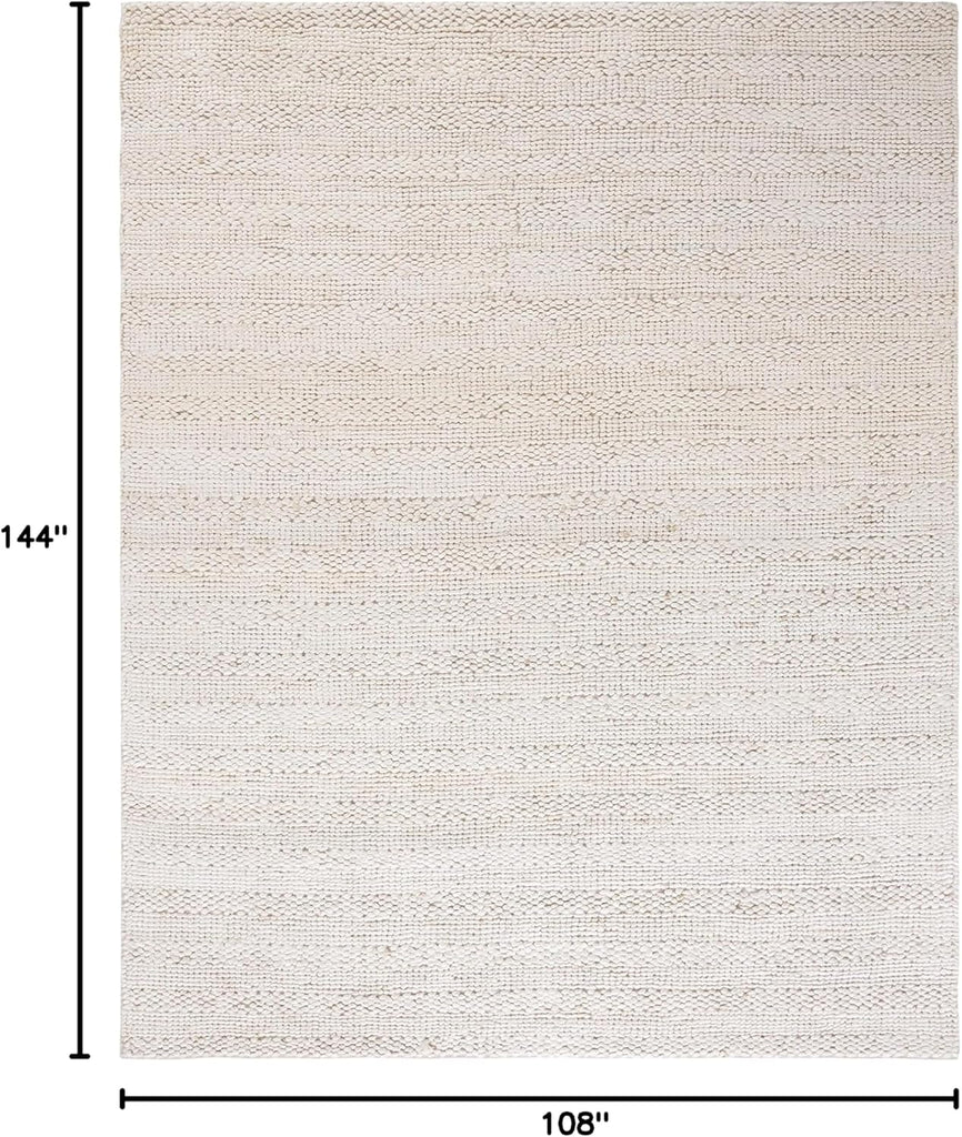 Natural Fiber Area Rug - 9' x 12', Bleach, Handmade Jute, Braided Woven Design