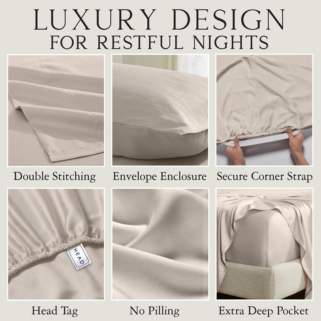 Luxury Bamboo Viscose Sheet Set | 100% FSC Certified | Cooling | Luxuriously Soft | 18" Deep Pockets