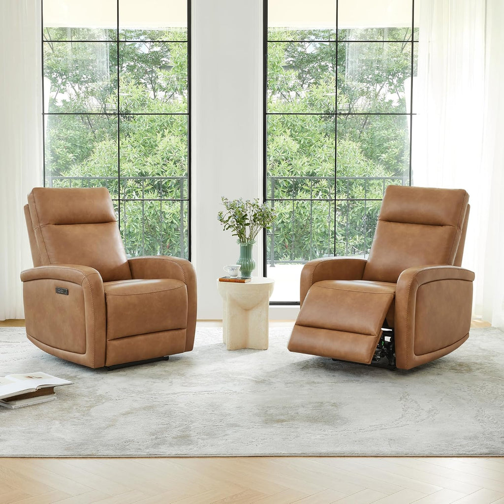 Zero Wall Recliners W Power Headrest, Power Recliner Chairs for Adults, Small Home Theater Seating Type-C Charger &