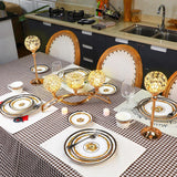 Set of 3 Pieces Gold Crystal Candle Holders, Tealight Candlestick Candelabra Stand with 3 Arms, Decorative Table
