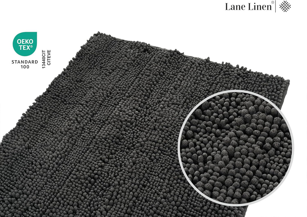Bath Mat 24" x 47", Large Soft Absorbent Bath Mat, Non-Slip Comfortable Floor Mat, Microfiber Washable - Charcoal