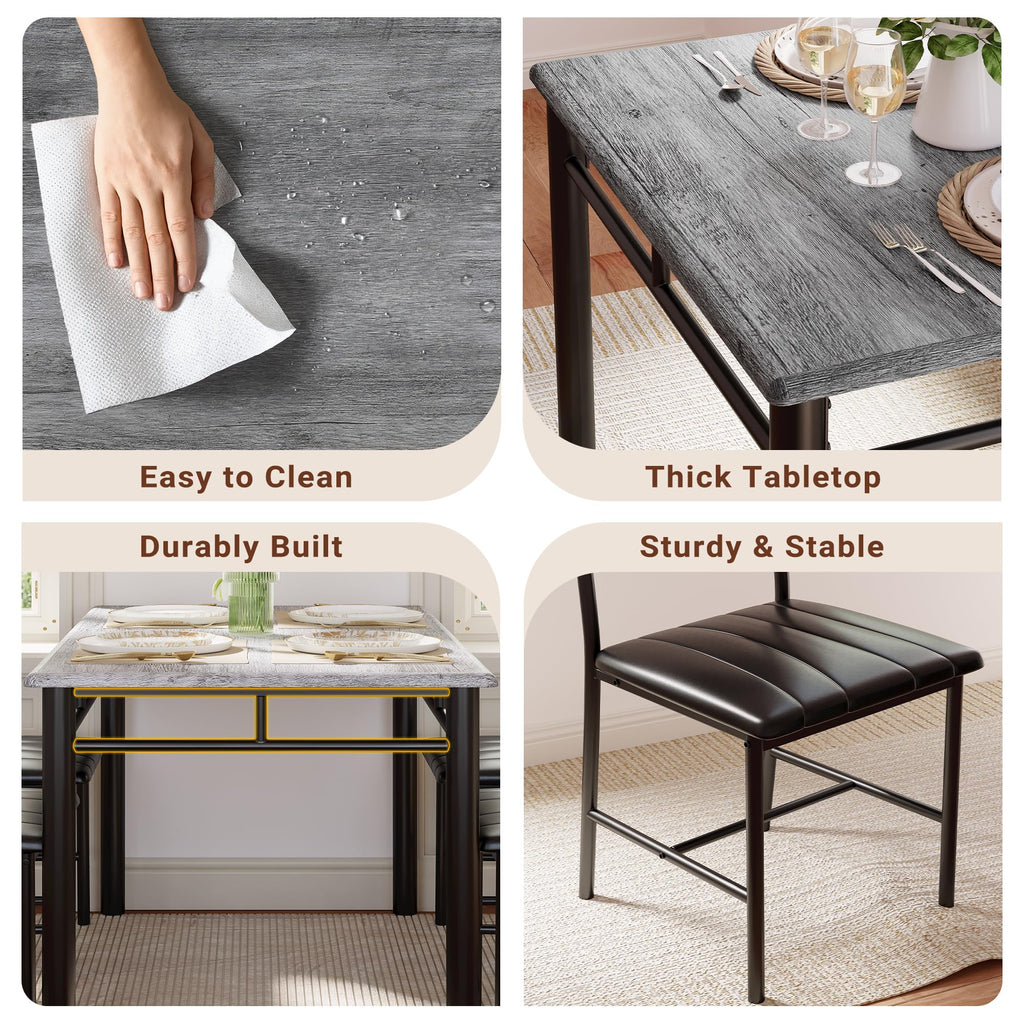 Dining Table Set for 4, Grey