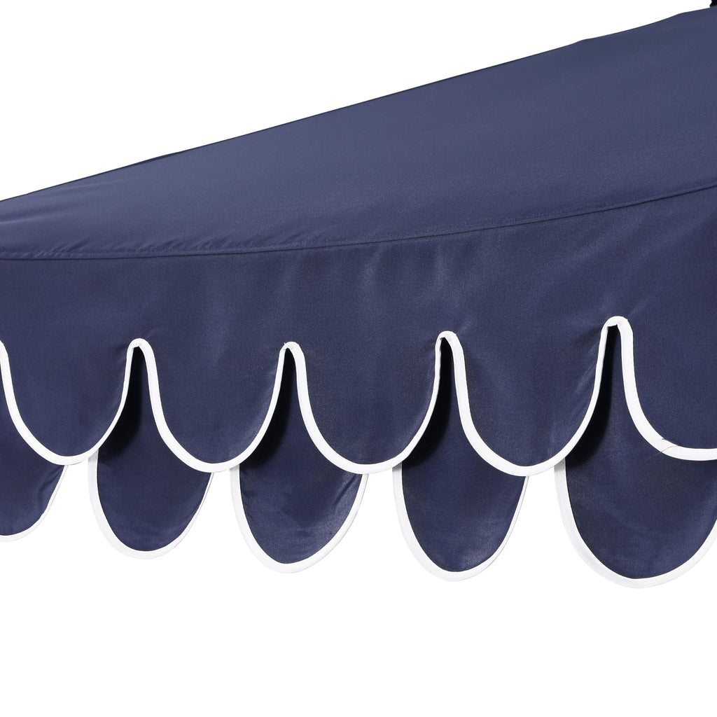 Tracy 9' Scalloped Market Patio Umbrella, Navy/White