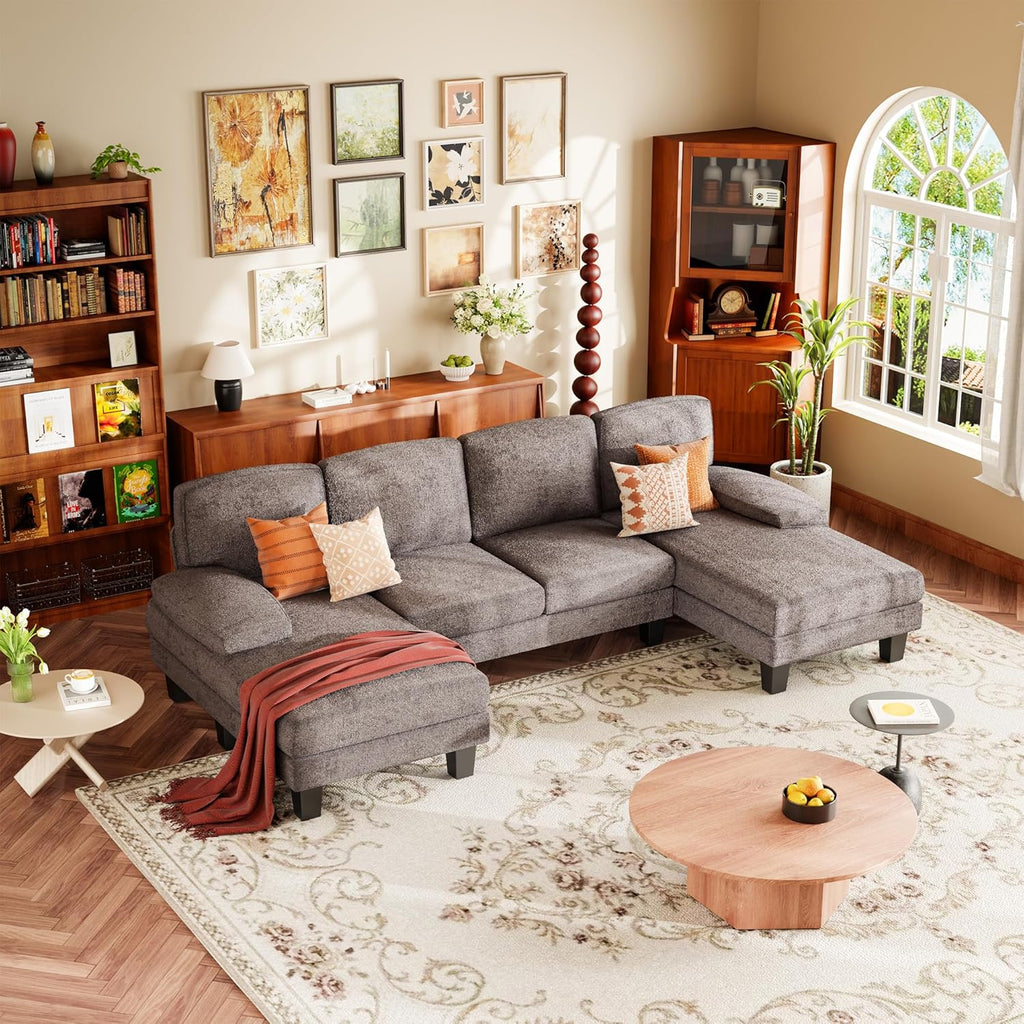 Sectional Couch , Modern Cloud Couch with Deep Seat and Chaise, U-Shaped Sofa Couches with Padded Armrest for Small
