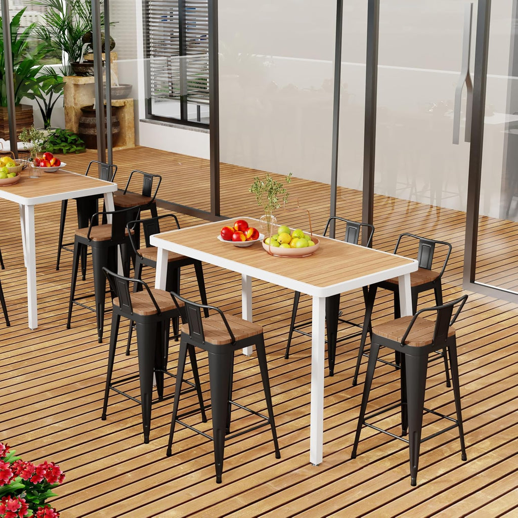 Outdoor Patio Bar Stools Set of 4 with Back,Arlunar Counter Height Industrial Metal Barstools with Removable Back 26"