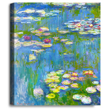 Water Lilies 1916 by Claude Monet The World Classic Art Reproductions, Giclee Canvas Prints Wall Art Decor, 36x45x1.5