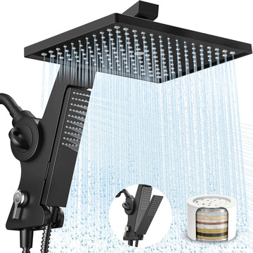 Filtered Rain Shower Head with Handheld Combo High Pressure 12'' Rainfall Shower Heads & Hidden Detachable Wand Dual