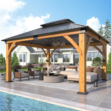 13’x 15’ Outdoor Spruce Wood Gazebo