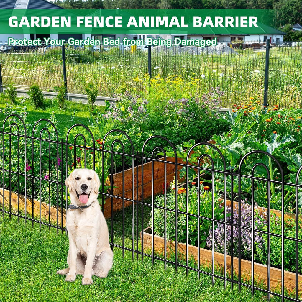 25 Panels Decorative Garden Fence, 32 in(H) X 50 ft(L) No Dig Dog Fence Outdoor for Yard, Rustproof Tall Metal Garden