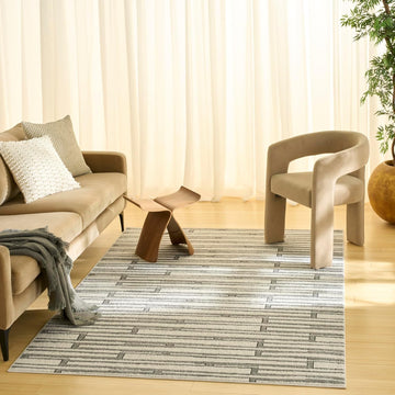 Home Nordic Ivory Grey Area Rug - Easy Clean, Non Shedding, Bed Room, Living Room, Dining Room, Kitchen