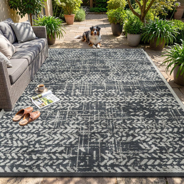 Outdoor Rug 9x12 Waterproof-Patio Rug Mat Outdoor RV Camping Picnic Beach Mat Plastic Straw Rugs Out