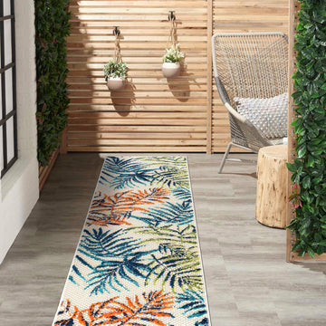 Palm Bahama Indoor/Outdoor Floral Patio Runner Rug Multi
