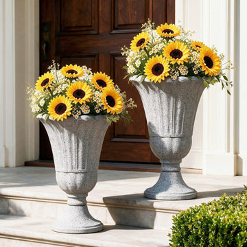 24" Tall Urn Planters for Outdoor Plants Set of 2 - Grey Petal