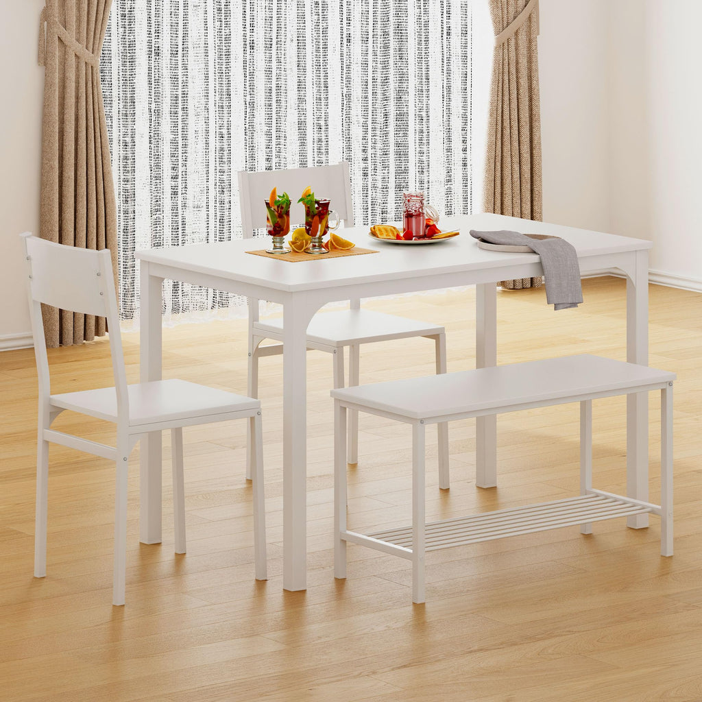 4-Piece Dining Table Set for 4, 43.5'' Space-Saving Kitchen Set with Bench and Chairs, Ideal for Restaurants and
