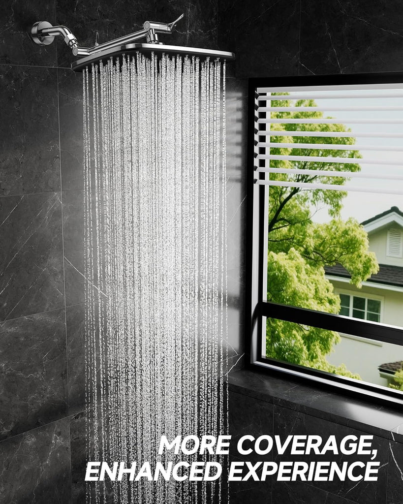 11.8" Rain Shower Head, Rectangular Rainfall Showerhead with 11" Stainless Steel Exension Arm