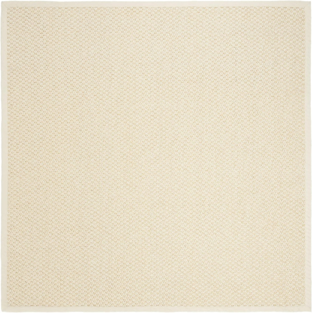 Natural Fiber Collection Area Rug - 6' Square, Cream, Sisal, Woven Design with Border (NF525A)
