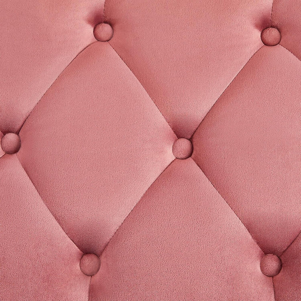 45in Velvet Ottoman Bench End of Bed, Pink | Tufted Upholstered Bench Seat, Bed Bench with Tapered Gold Metal Legs