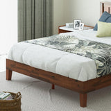 Vivek Deluxe Wood Platform Bed Frame with Headboard, Wood Slat Support, No Box Spring Needed, Easy Assembly, King