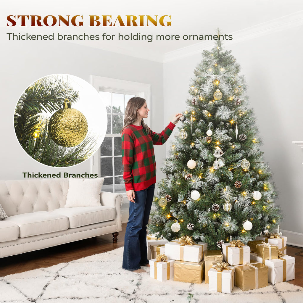 9ft Prelit Christmas Tree w/Pine Cones & Pine Needles & Remote