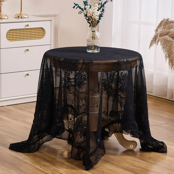 Black Lace Tablecloth Vintage Table Cloth (Black, 55"x55", Square)