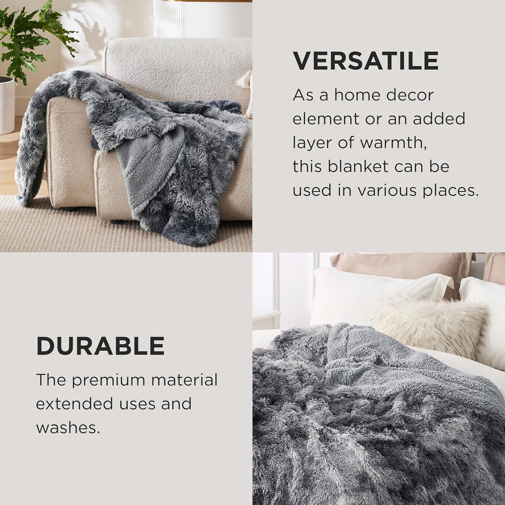 GentleSoft Fluffy Fuzzy Faux Fur Throw Blanket, Soft Fleece Cozy Gifts for Women, Plush Bed Blanket Room Decor for