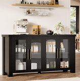 Buffet Cabinet with Storage, 59" Sideboard Credenza with Tempered Glass Doors, Wood Buffet Table for Living Room