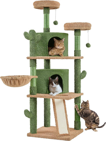 66in Cactus Cat Tree Tower Sturdy for Large Cats