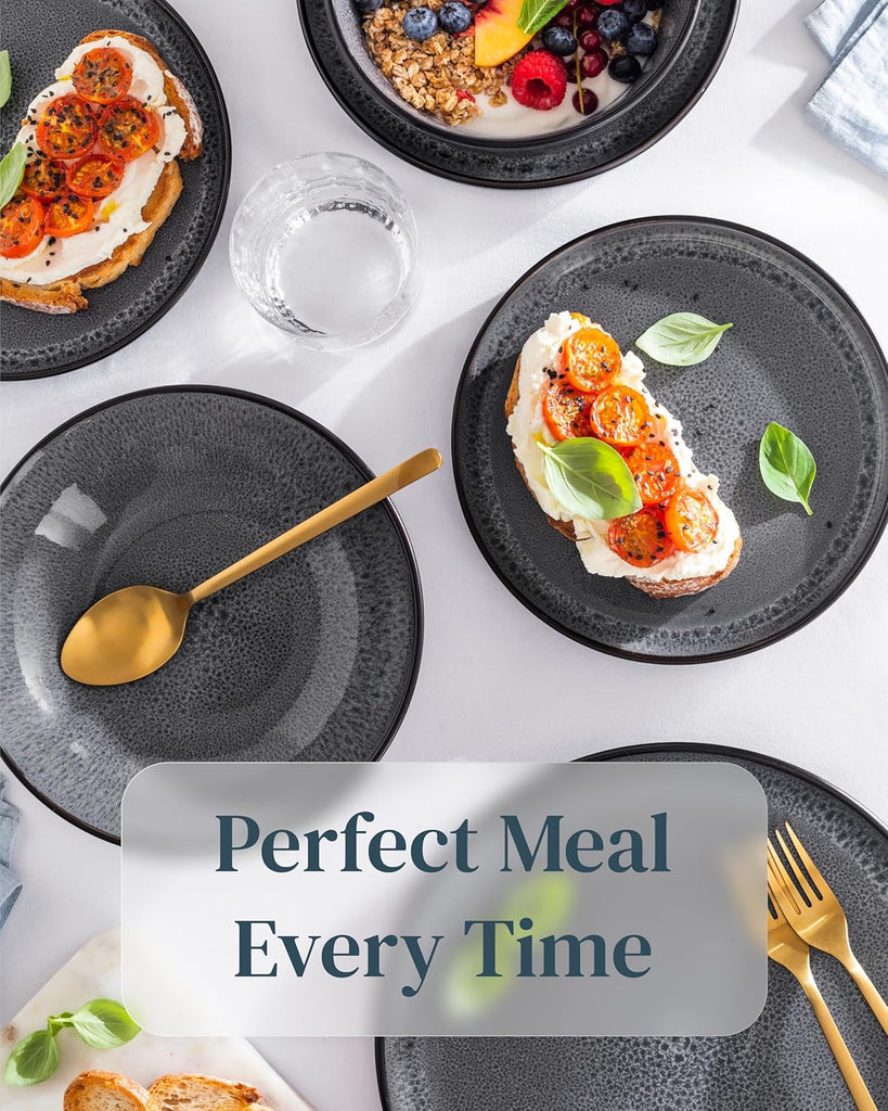 Stoneware dinnerware set 8 persons 32 pcs - Dishwasher, microwave and scratch resistant