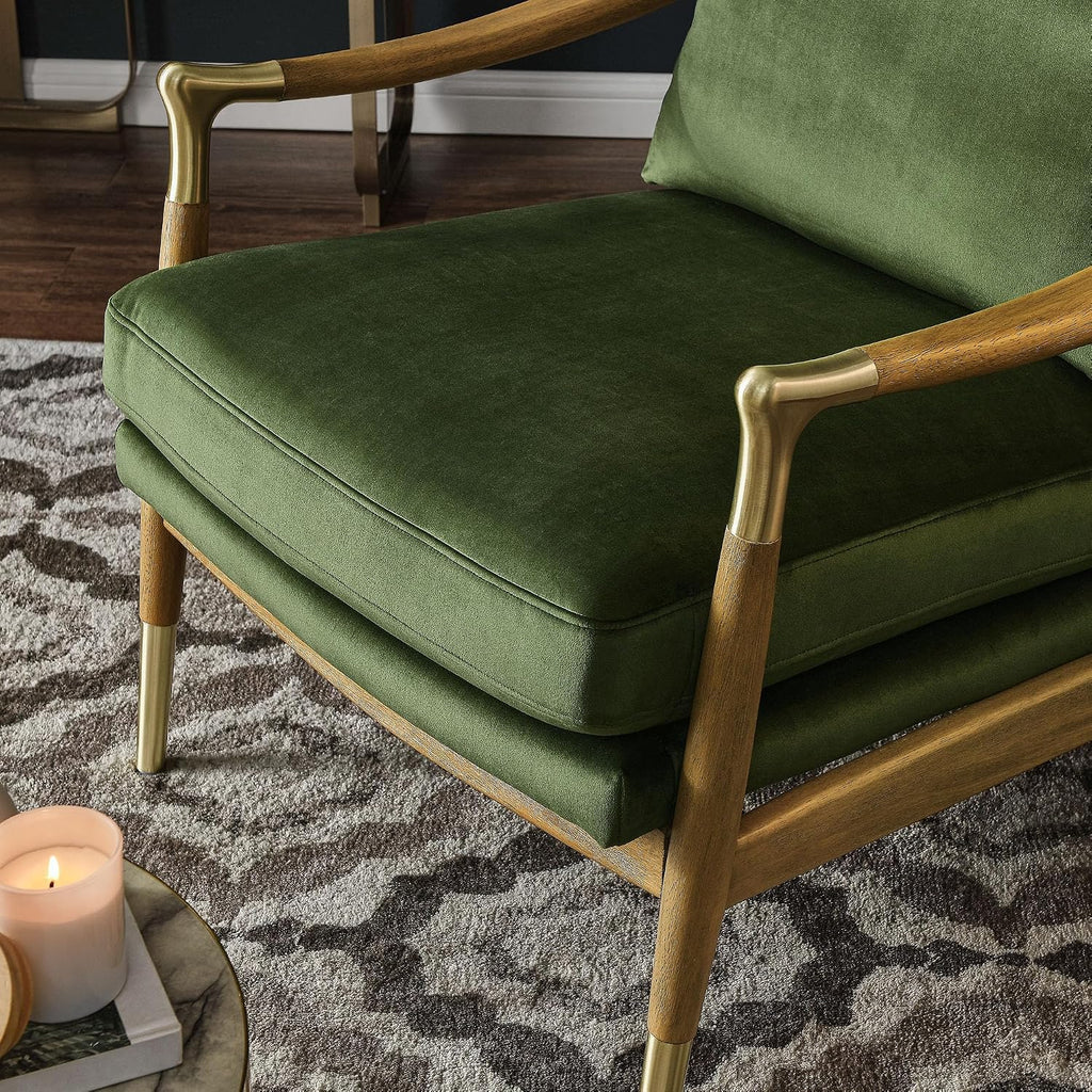 Langford Stain-Resistant Performance Velvet Armchair - Mid Century Modern Velvet Chair with Wood Frame - Upholstered