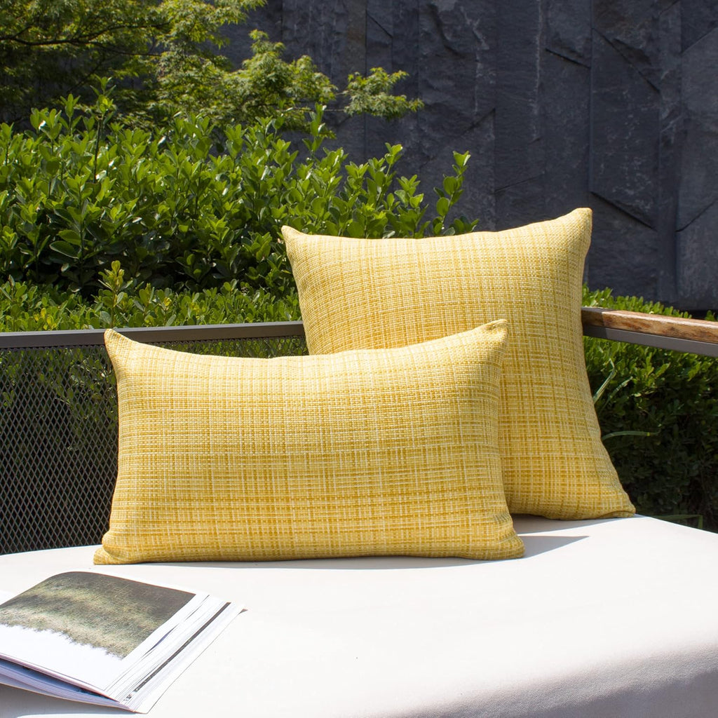 Pack of 2 Decorative Outdoor Waterproof Throw Pillow Covers Stripe Square Pillowcases Modern Cushion Cases