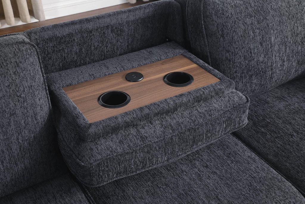 L-Shaped Pull Out Sleeper Sofa Bed, Modern Chenille Upholstered Button Tufted Corner Reversible Sleeper Sectional