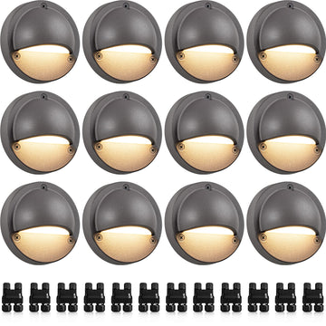 5W 4" Low Voltage Deck Lights LED 3000K Brown Cast-Aluminum 12-Pack