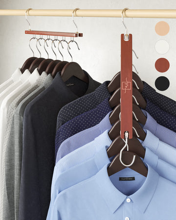 Space Saving Hangers for Closet - 4 Pack European Beechwood 6-Tier Shirt Organizer with 360° Swivel Hook