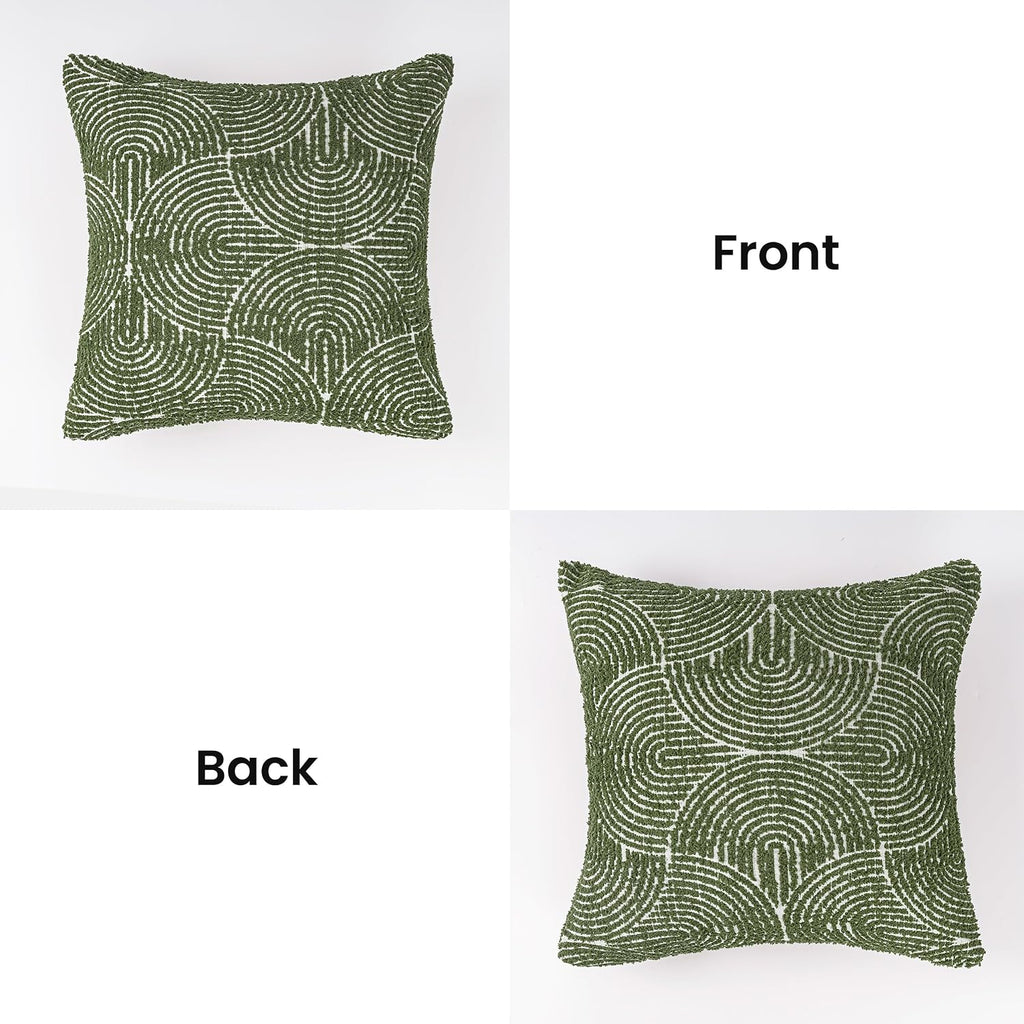 Boho Decorative Textured Throw Pillow Covers 18x18, Modern Mid Century Rainbow Tufted Pillow Case, Farmhouse Rustic