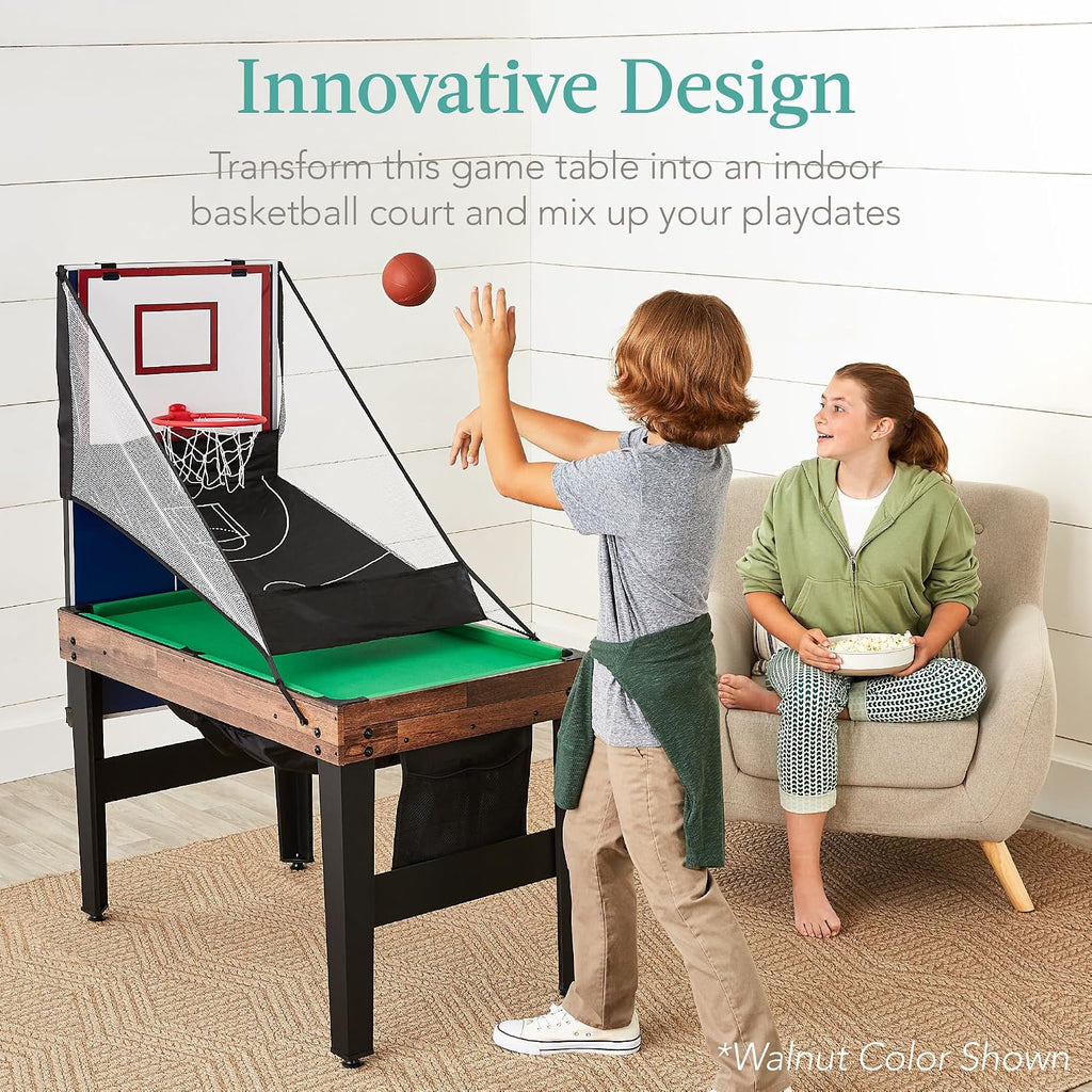 Combo Game Table Set for Home, Game Room, Friends & Family w/Ping Pong, Foosball, Basketball, Air Hockey, Archery