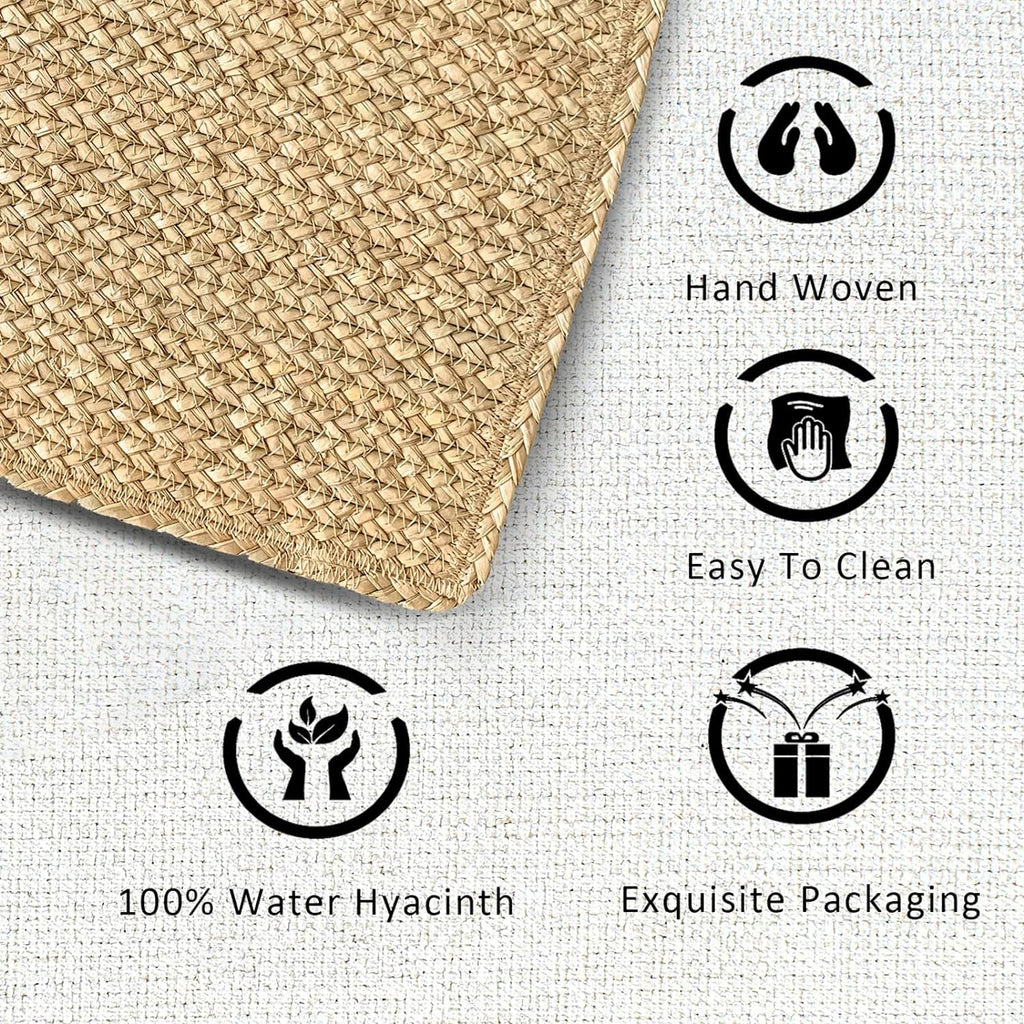 Woven Placemats Rattan Placemats Rectangle Natural Placemats Wicker Heavy Braided Straw Placemat Farmhouse - Set of 6