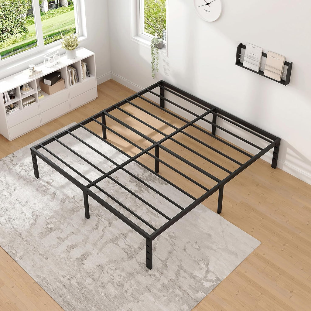 Metal Bed Frame,Full Bed Frame with Storage Space,Heavy Duty Sturdy Mattress Foundation,Easy Assembly,No Box Spring