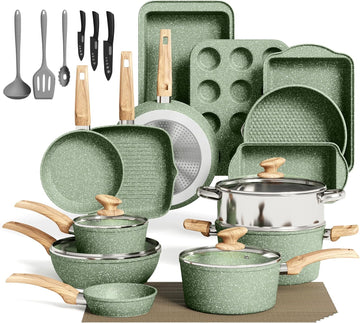 30 Piece Pots and Pans Set, Kitchen Cookware Sets Non Stick | Induction Compatible, PFOA & PFOS Free, Bakeware Sets