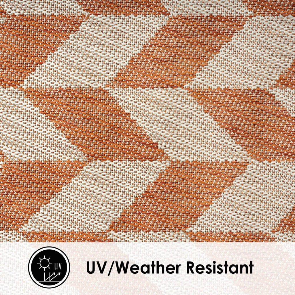 Patio Country Calla Contemporary Herringbone Indoor/Outdoor Area Rug, Orange/Ivory , 5'2"x7'2"