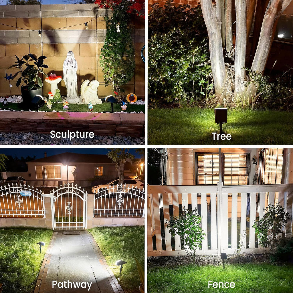 Solar Spot Lights Outdoor Waterproof,4 Pack,2 Lighting Modes Solar Spotlights, Solar Lights for Yard Garden Lawn