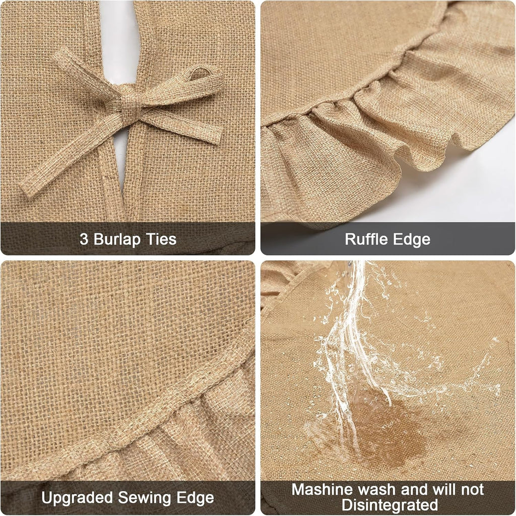 24 Inch Burlap Tree Skirt for 2-3 Ft Tabletop Trees